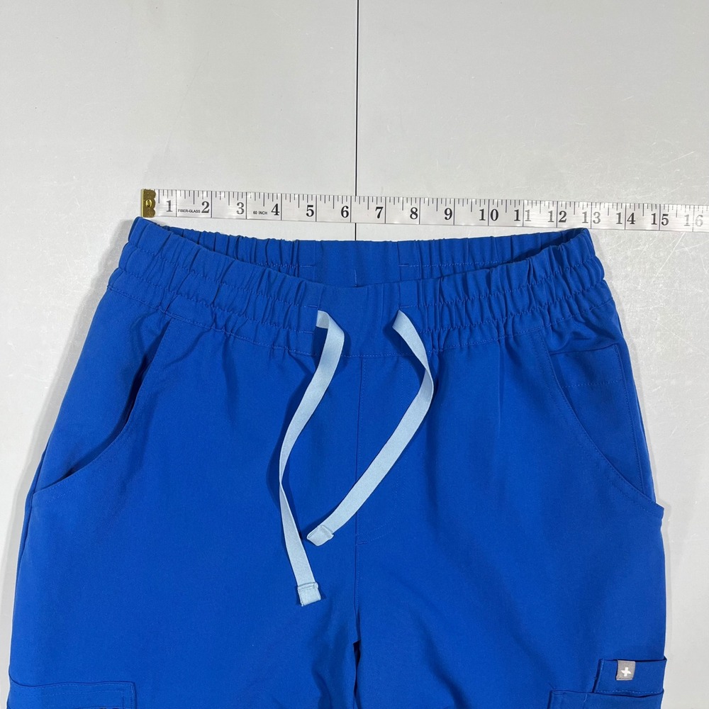 FIGS Dowa Royal Blue Cargo Scrub Pants Womens Small Elastic Waist Straight Leg - Picture 6 of 10